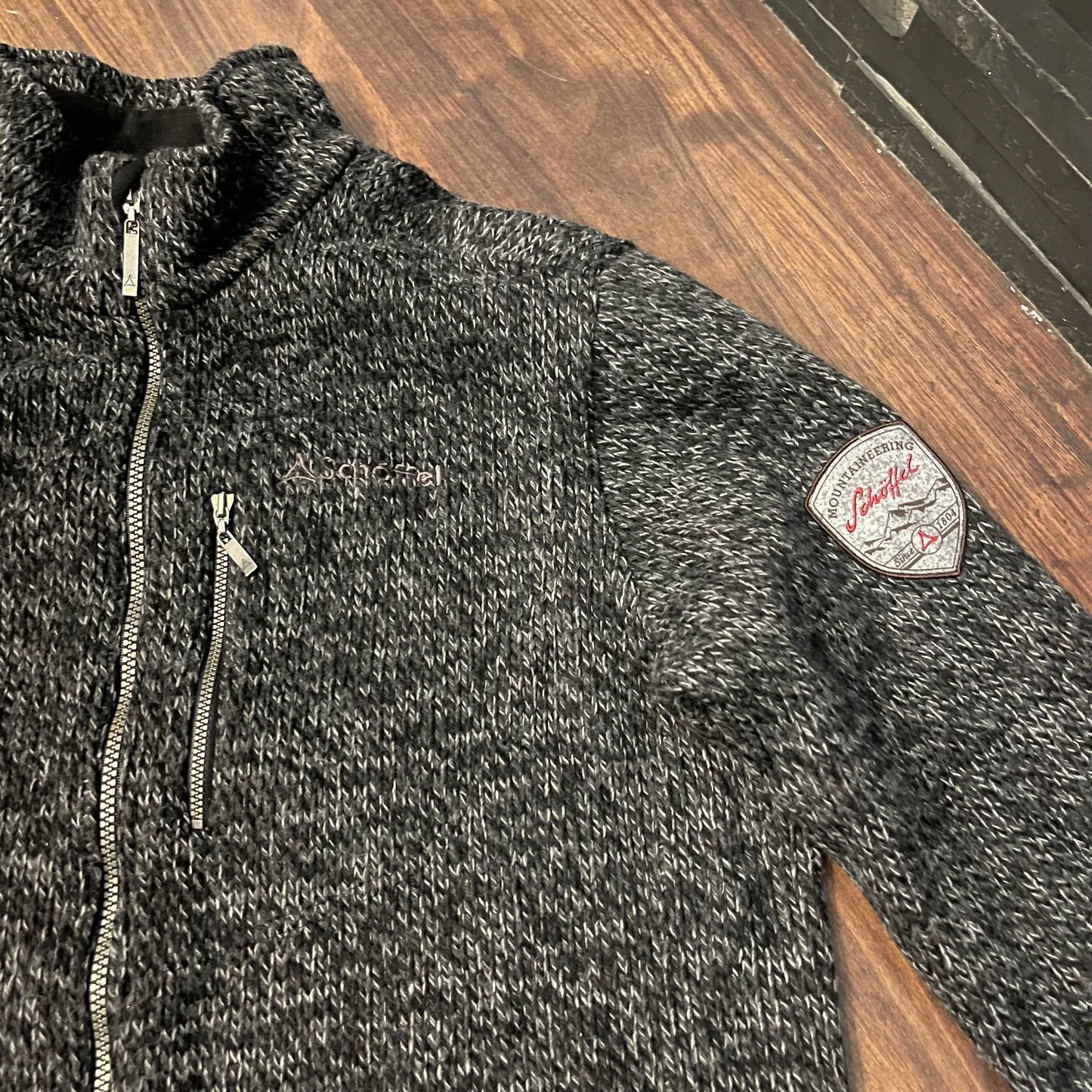 2-lagige Strick Jacke von Schöffel (L ) Windstopper Membrane Wolle grau