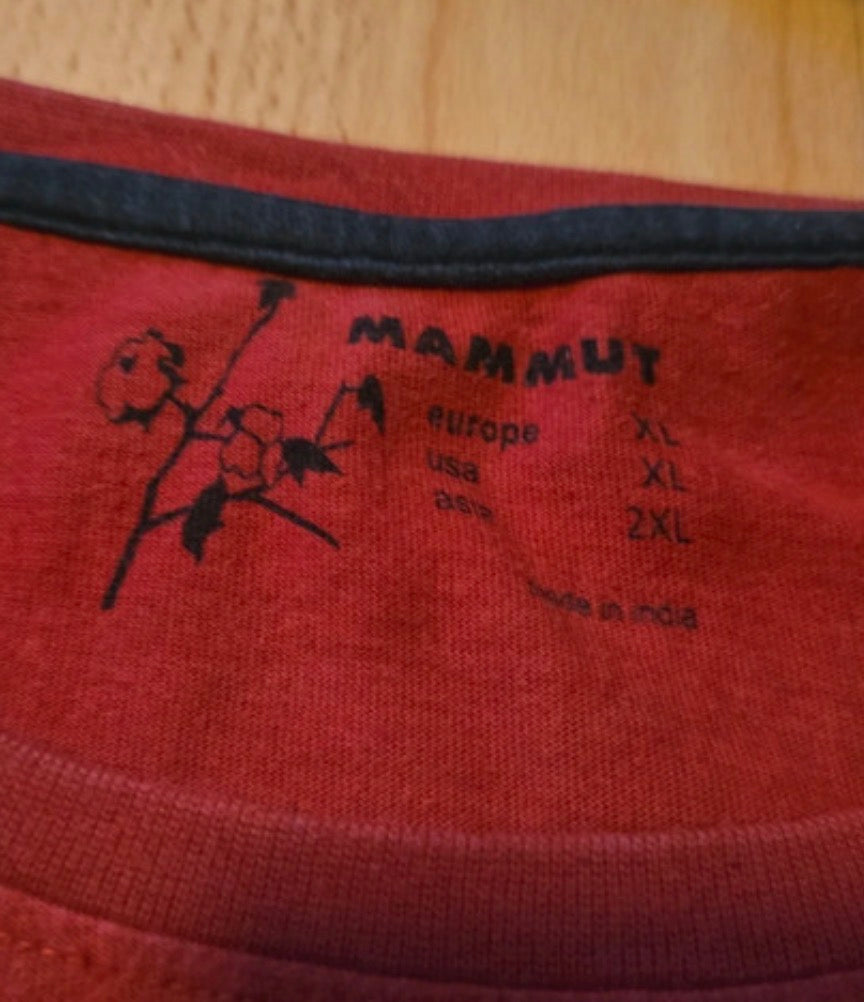 T-Shirt Mammut (XL / XXL Herren) aus Baumwolle rot mit Brustprint