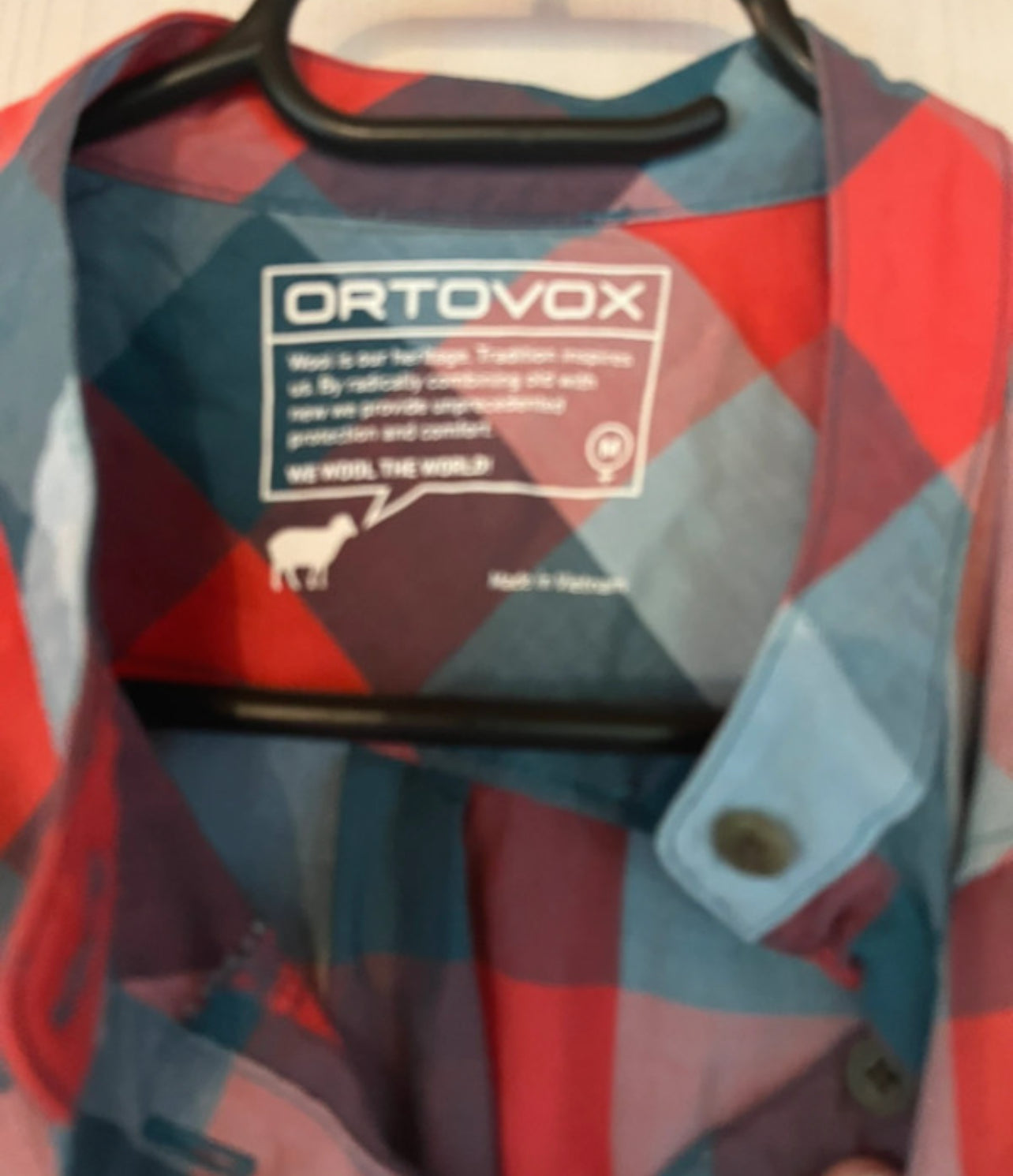 Merino Hemd von Ortovox (M) Wandershirt rot-blau kariert