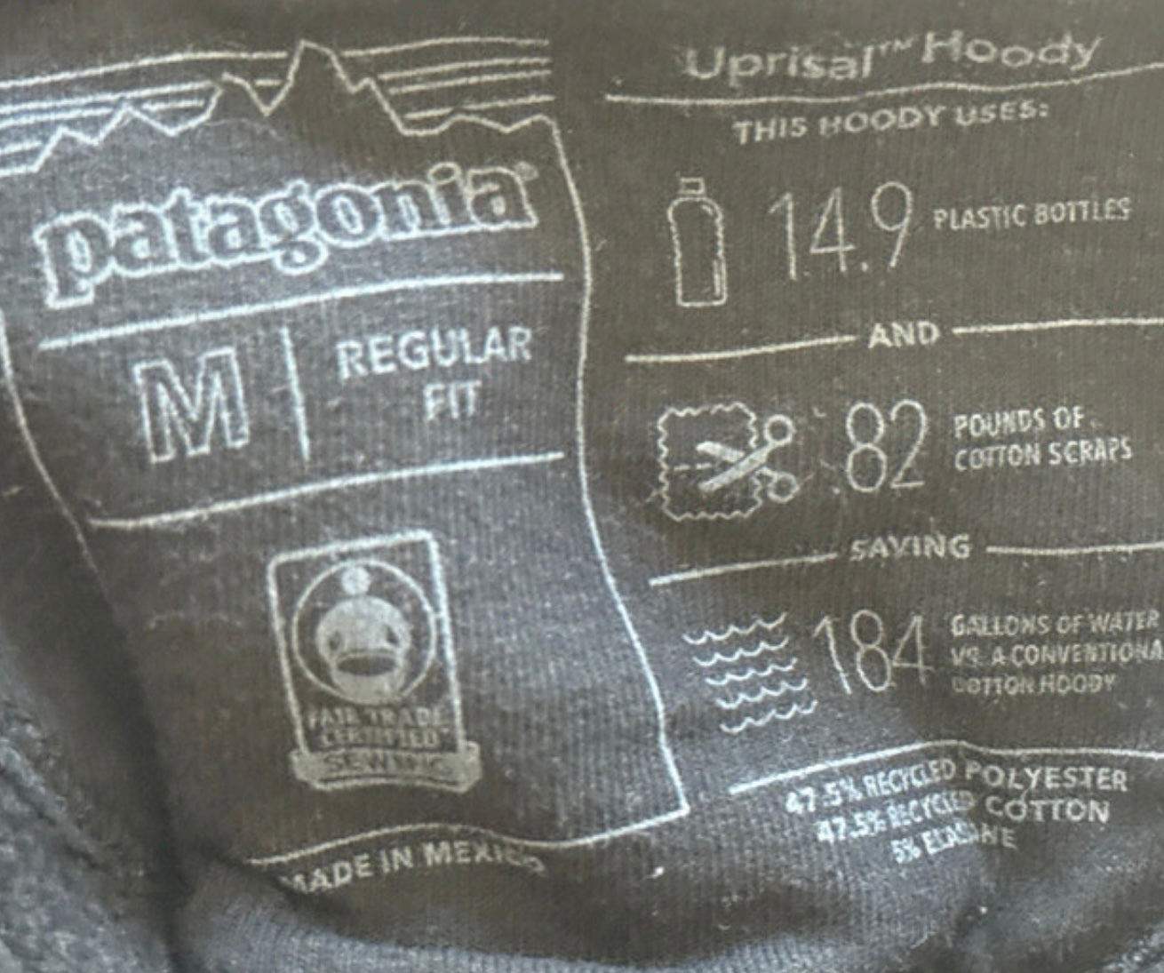 Patagonia Uprisal Hoodie (M Unisex) Bio-Baumwolle Brustlogo schwarz