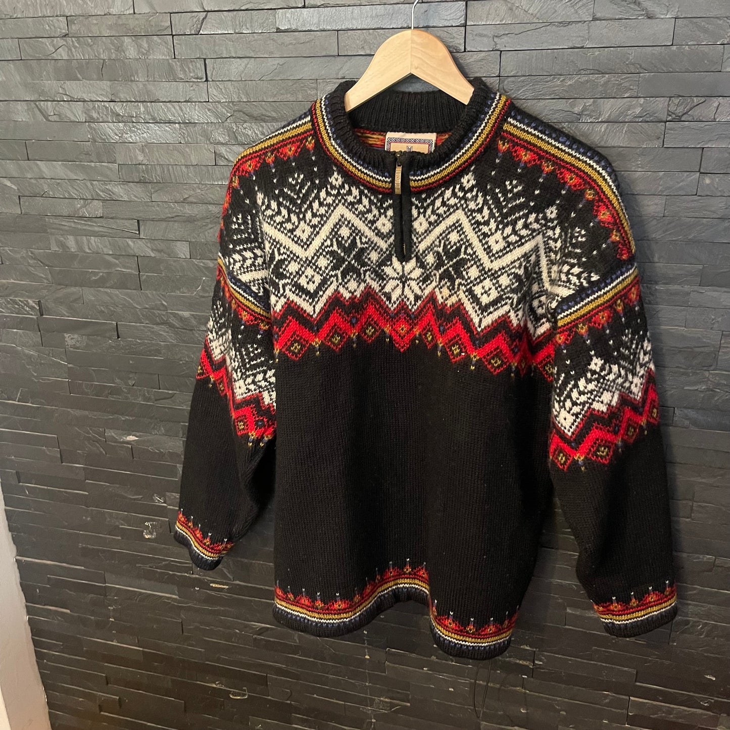 Strick Pullover Dale of Norway (M Herren / L Damen) Zipper schwarz mit Muster