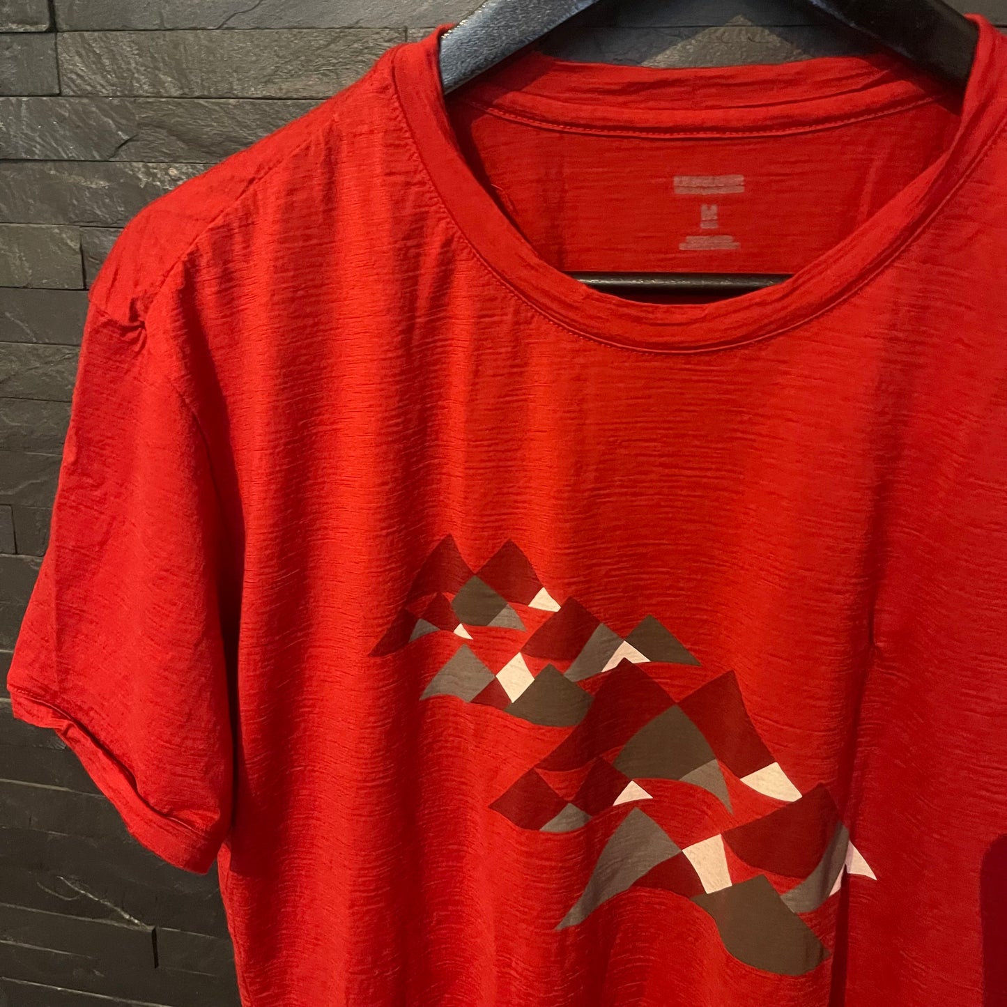 Merino T-Shirt von Icebreaker (M Herren) rot mit Print Bergwandern