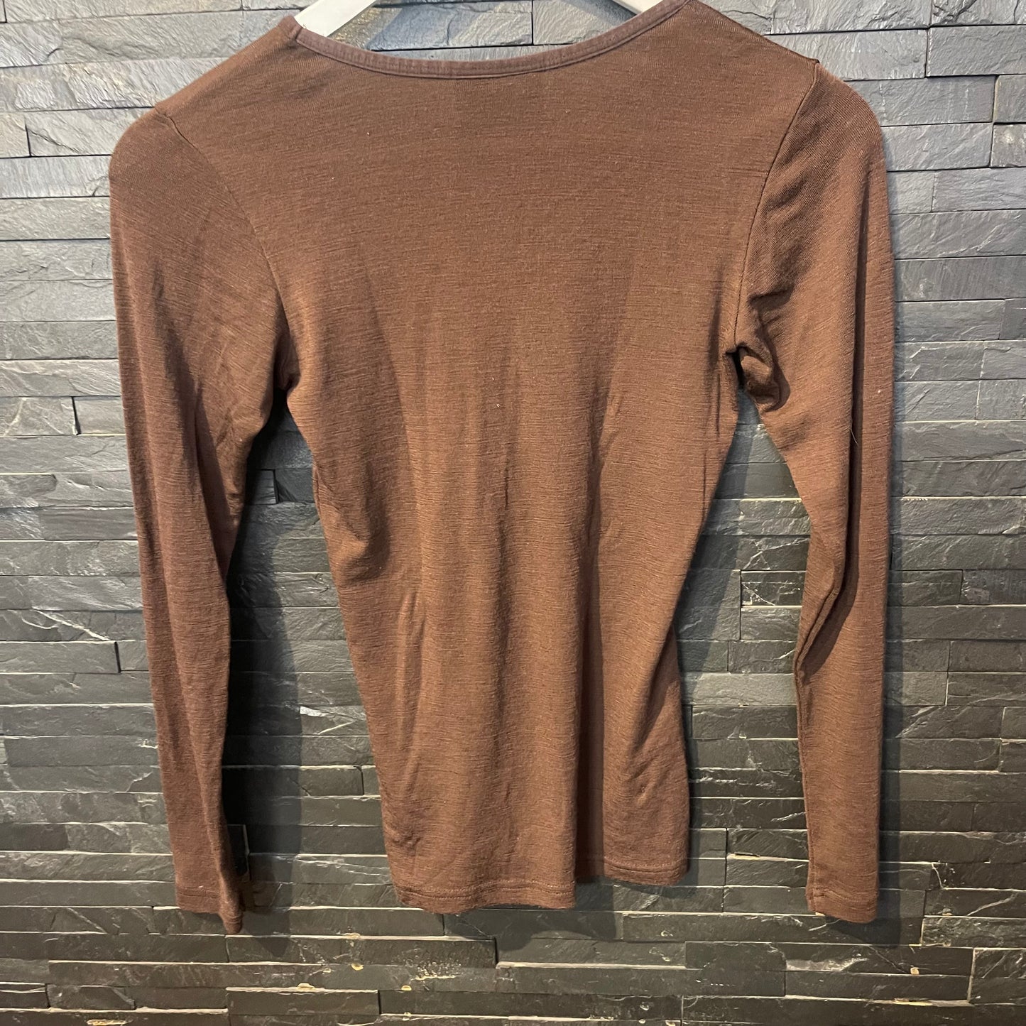 Longsleeve Icebreaker Merino (XS bis S Damen) braun mit Blume