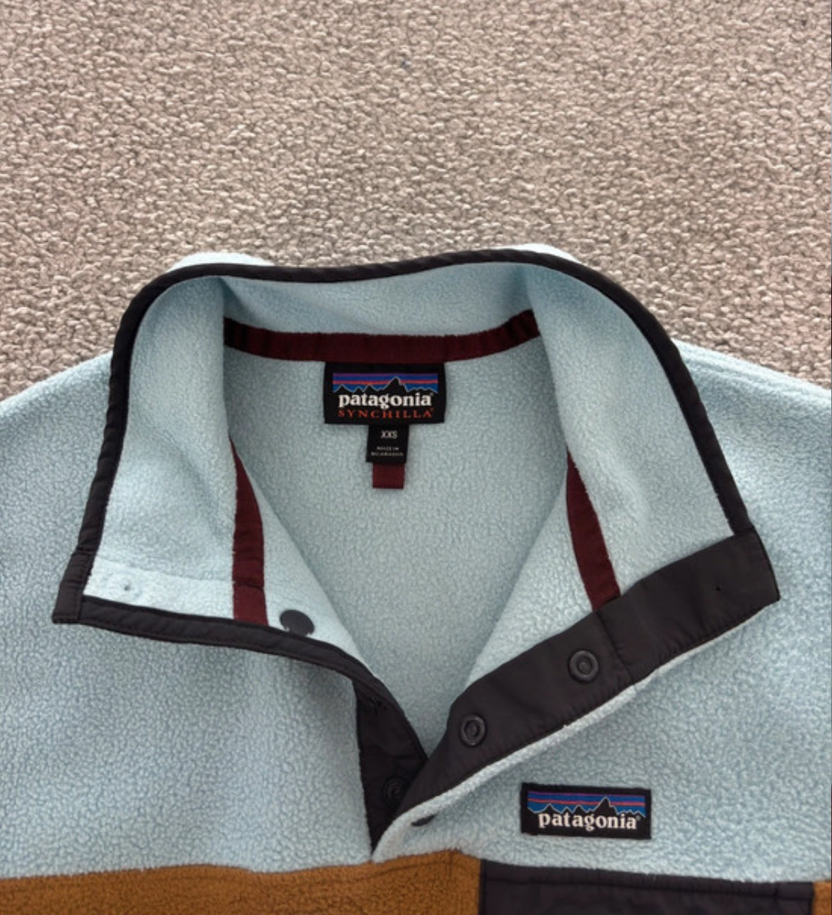 Fleece Pullover von Patagonia Synchilla (XS Damen) hellblau- ocker