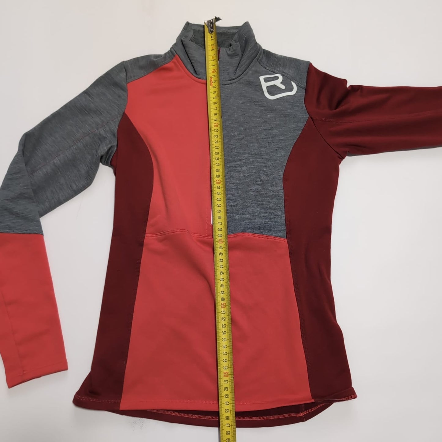 Merino Longsleeve von Ortovox (S) 1/3 Zipper Thermo Funktionsshirt rot grau