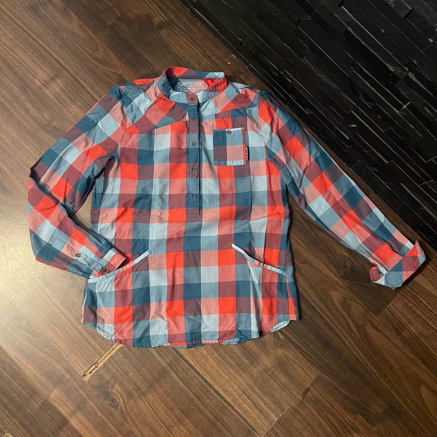Merino Hemd von Ortovox (M) Wandershirt rot-blau kariert