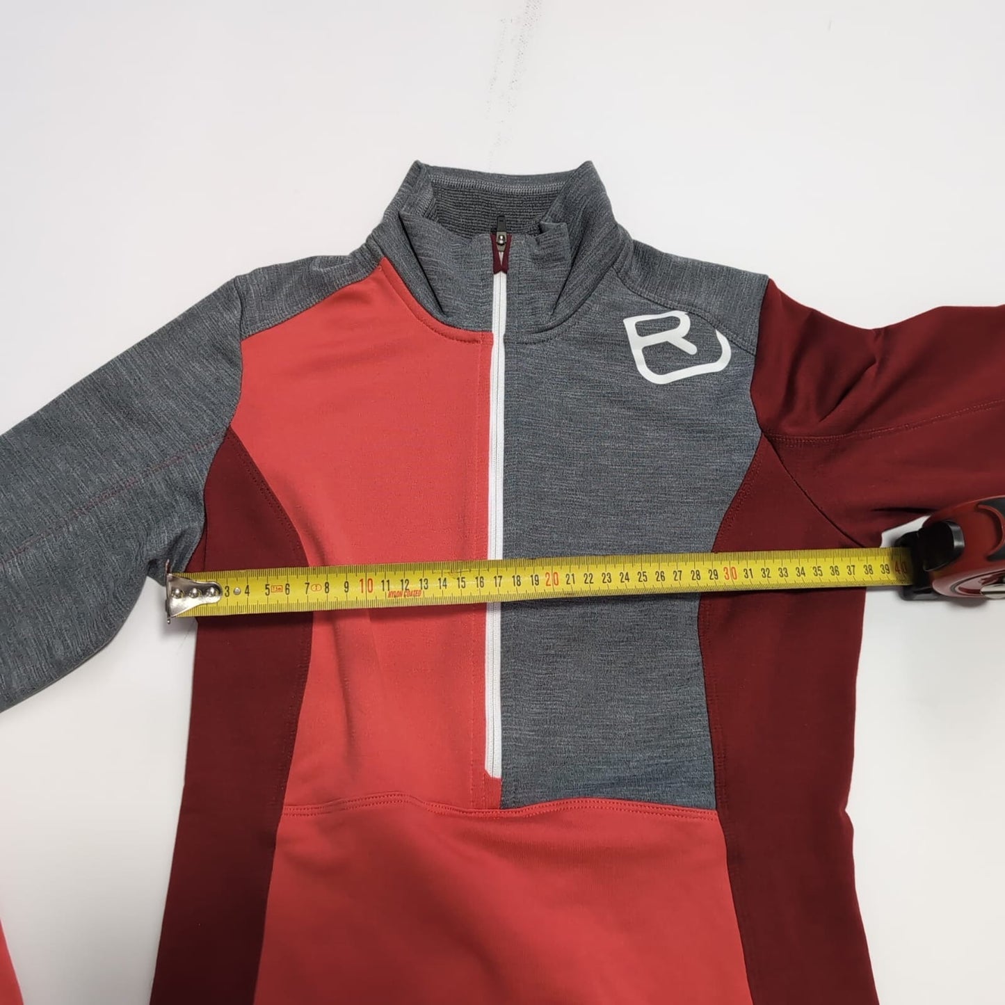 Merino Longsleeve von Ortovox (S) 1/3 Zipper Thermo Funktionsshirt rot grau