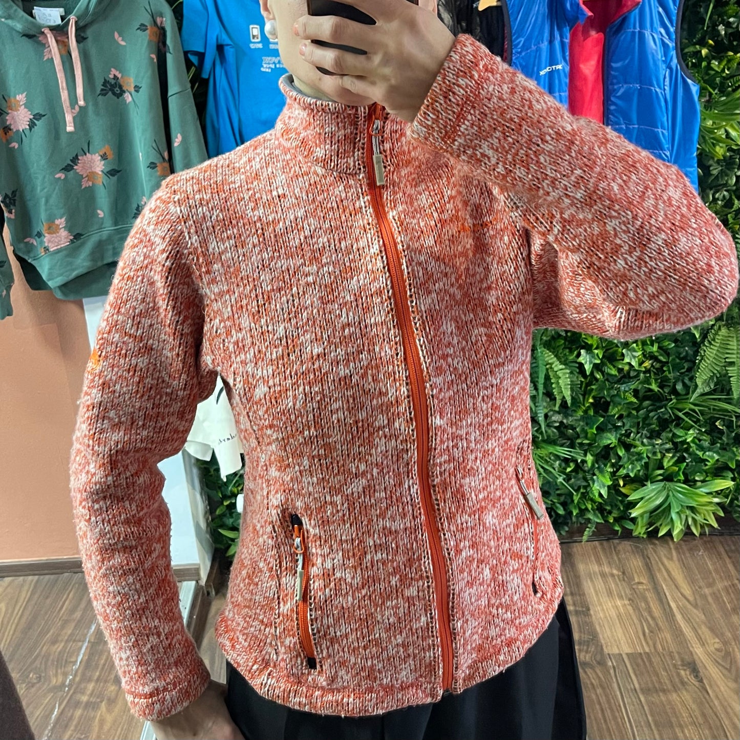 Strick Jacke von Mammut (S/ M Damen) Zipper Fleece mit Wolle orange