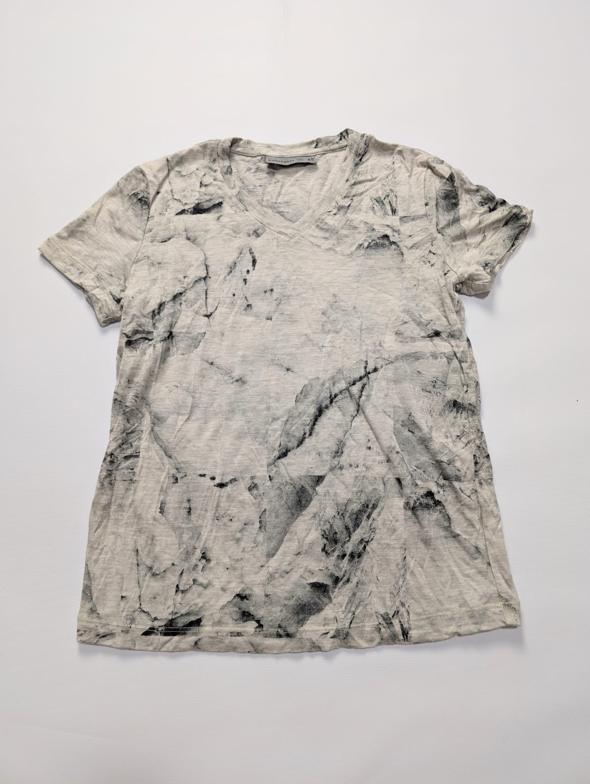T-Shirt von Icebreaker Merino (XS Damen) creme mit Print grau