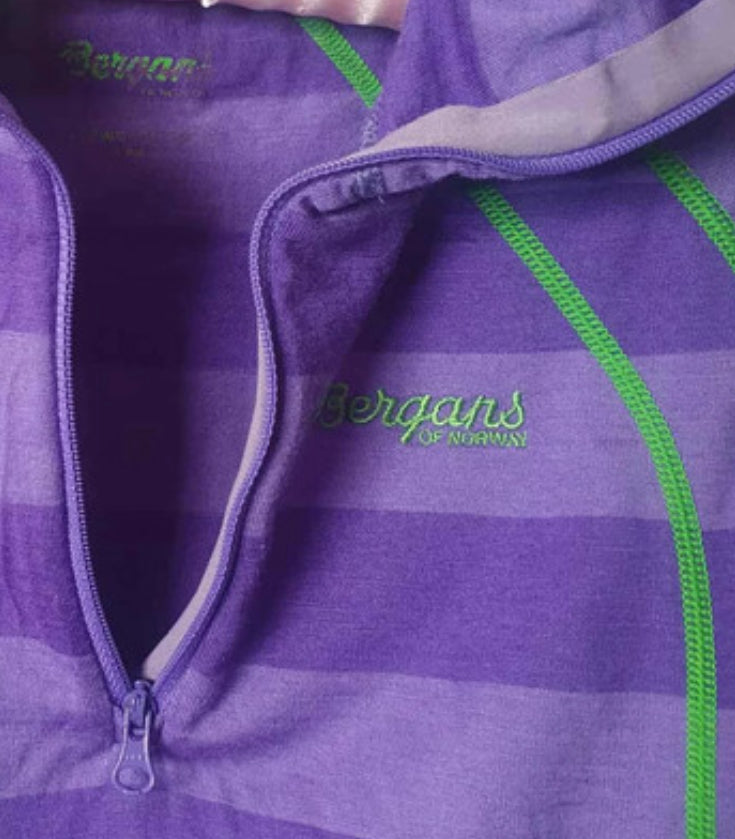 Merino Zip Longsleeve von Bergans (XS Damen) lila gestreift