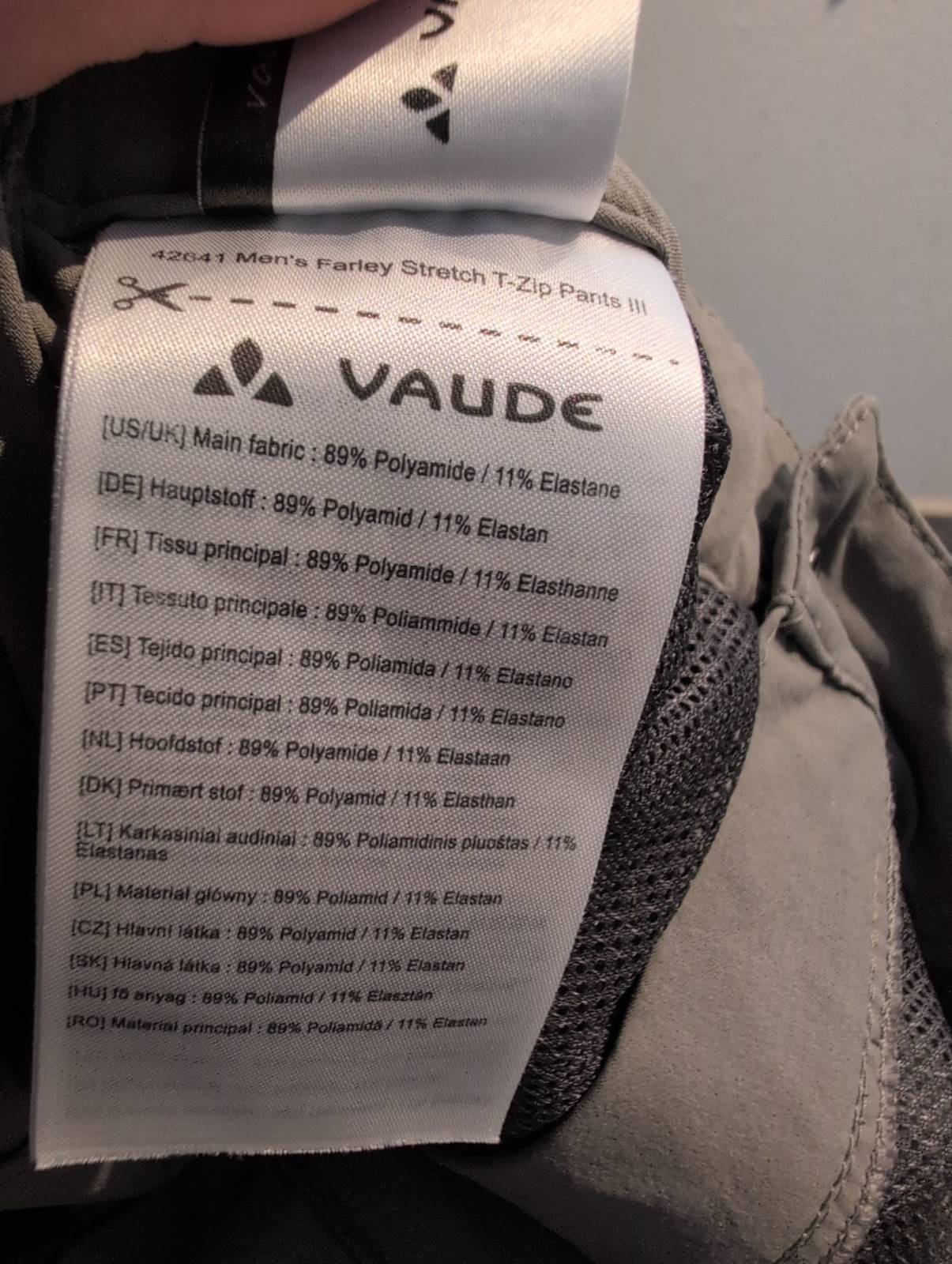 Zip Off Hose von Vaude (M: 50 Herren) 2in1 elastisch grau - wanderlich.com