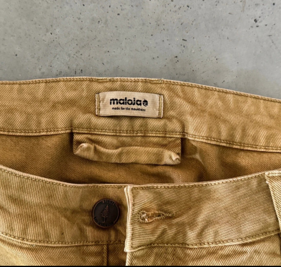 Outdoor Jeans Hose von Maloja (L Herren) Baumwolle elastisch gelb-beige