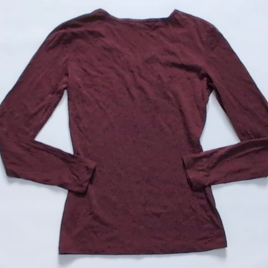 Merino Longsleeve von Icebreaker (S Damen) rot-braun mit Blume