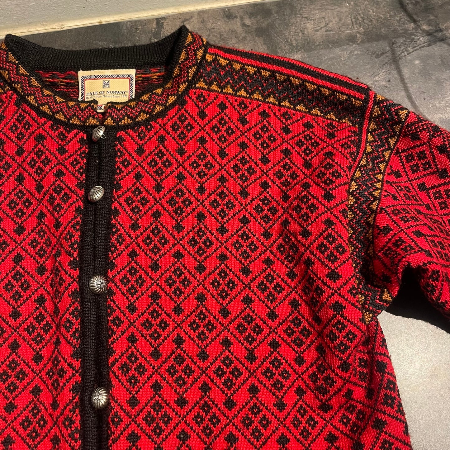 Strick Jacke von Dale of Norway (M Damen) Cardigan rot mit Muster