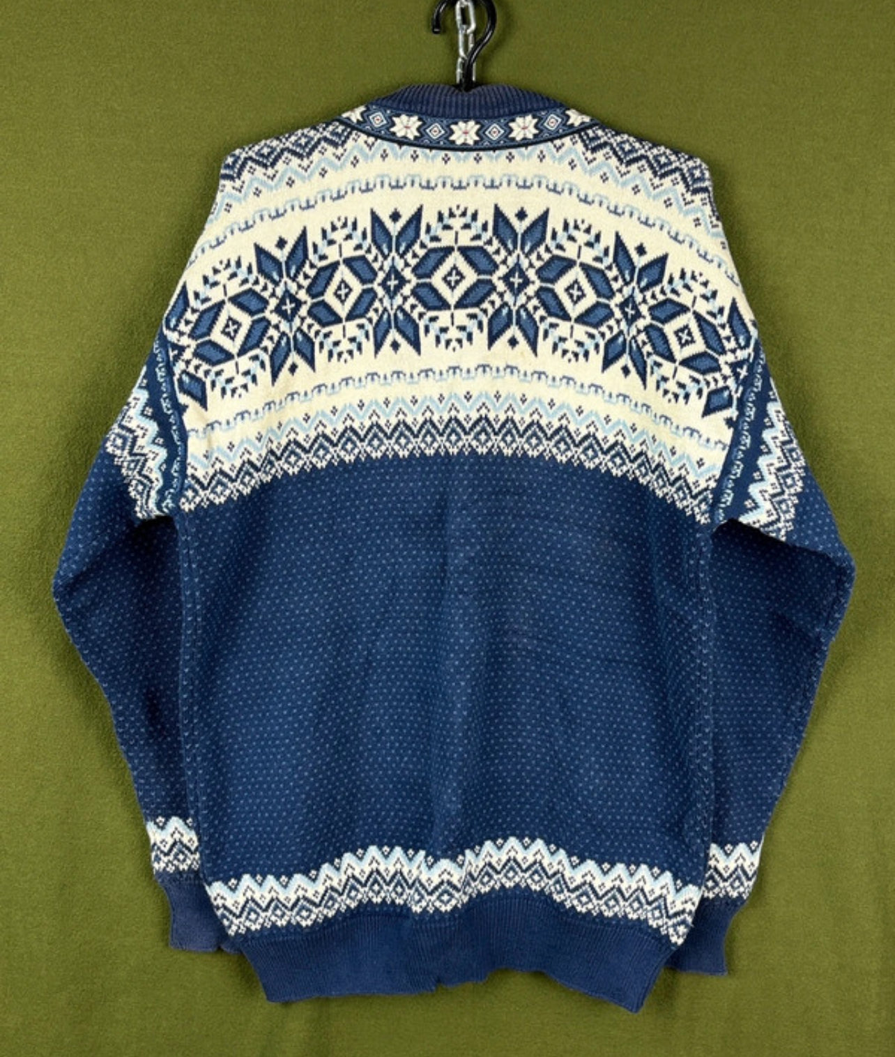 Strick Jacke von Dale of Norway (L Herren) Baumwolle weiß-dunkelblau