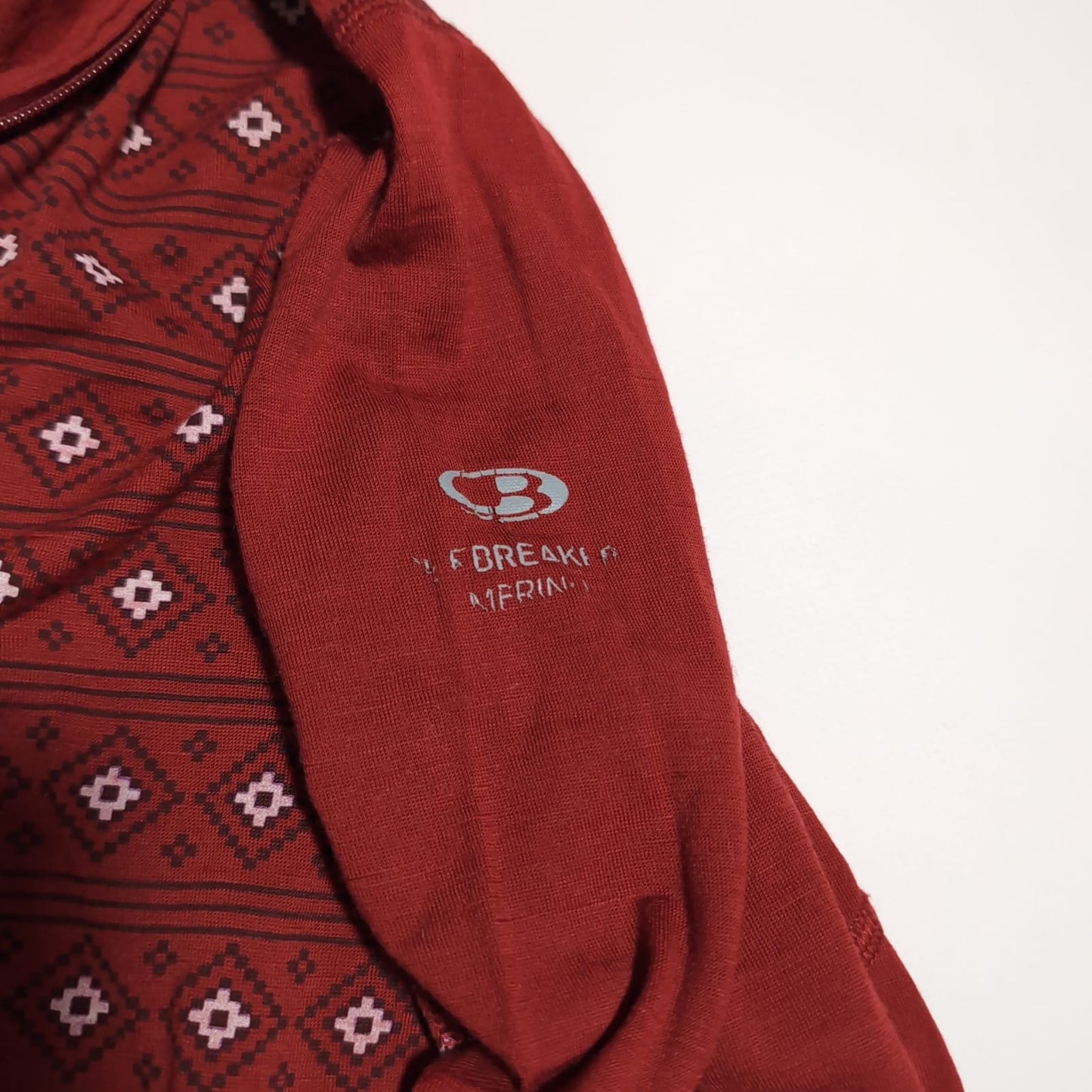 Longsleeve Icebreaker M Merino 200 Neck Zip Hoodie rot Muster