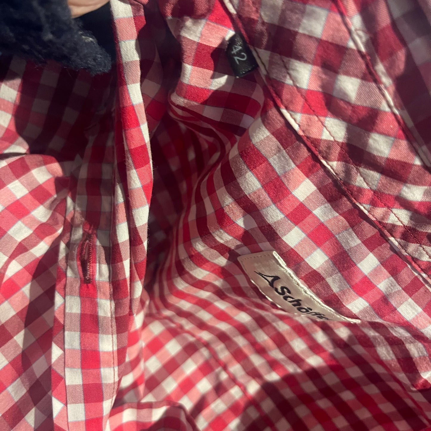 Langarm Hemd (XL Damen) von Schöffel rot weiß kariert