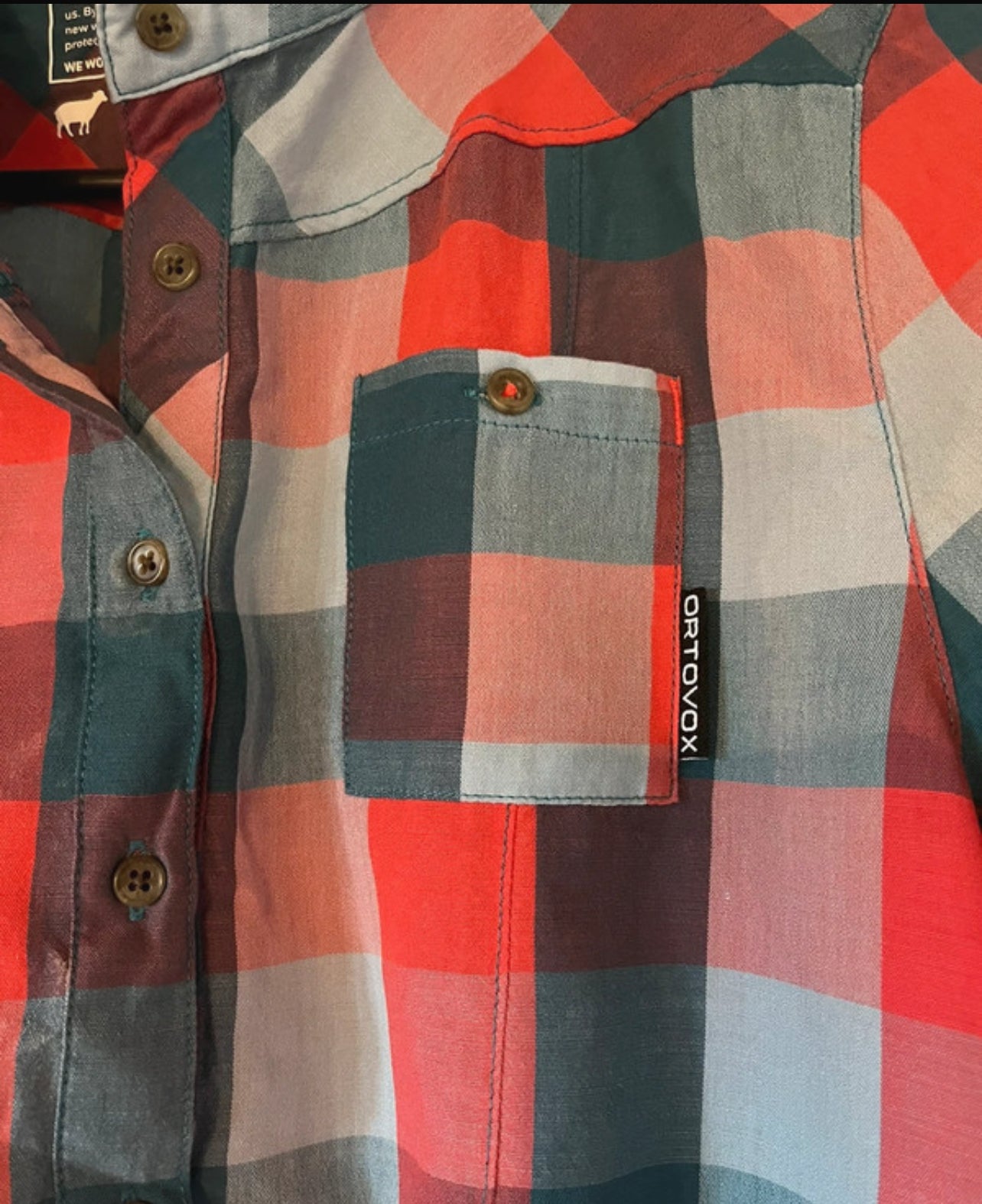 Merino Hemd von Ortovox (M) Wandershirt rot-blau kariert