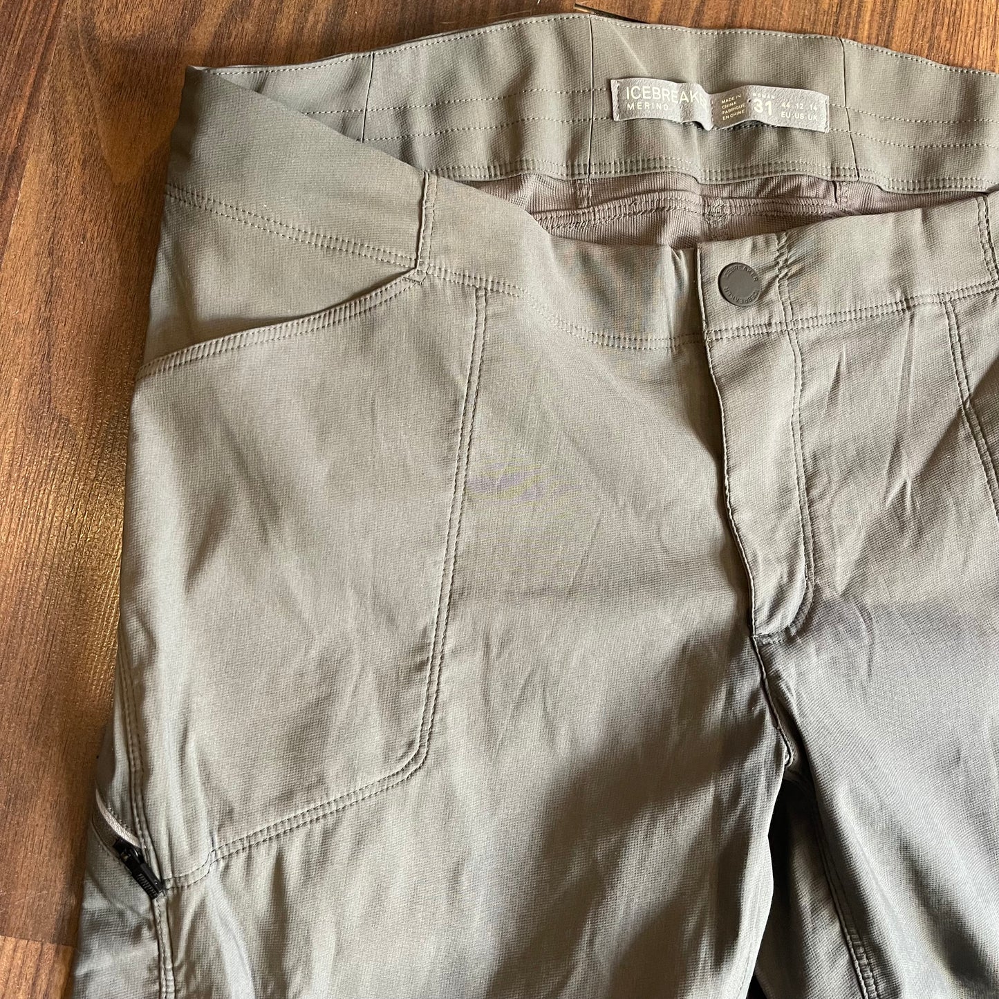 3/4 Wander Hose Icebreaker (L / XL Damen 31) Merino Capri Stretch grau