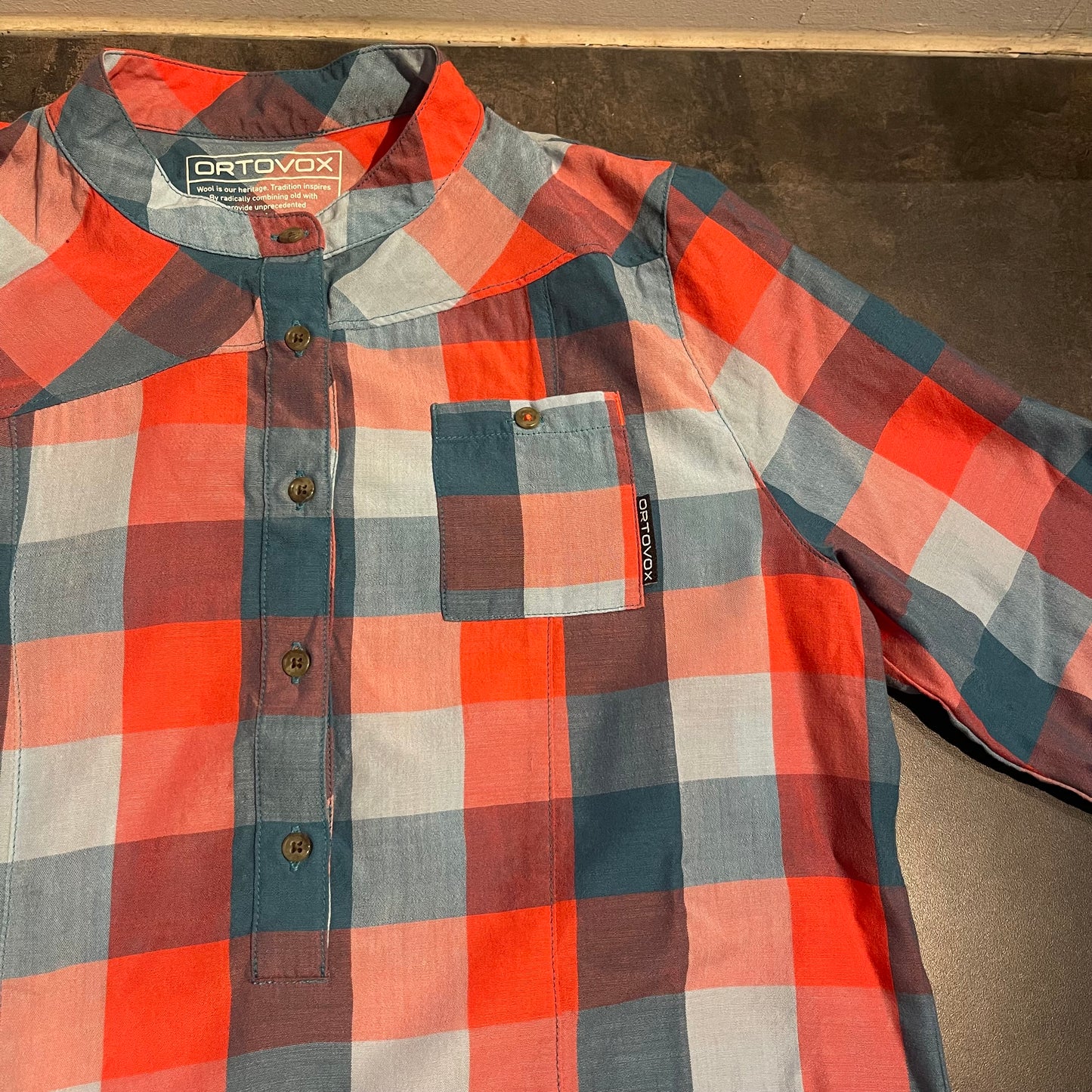 Merino Hemd von Ortovox (M) Wandershirt rot-blau kariert
