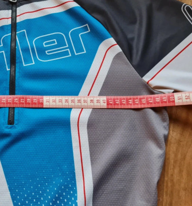 1/3 Zipper Radtrikot (M Herren) von Löffler weiß grau blau mit Print