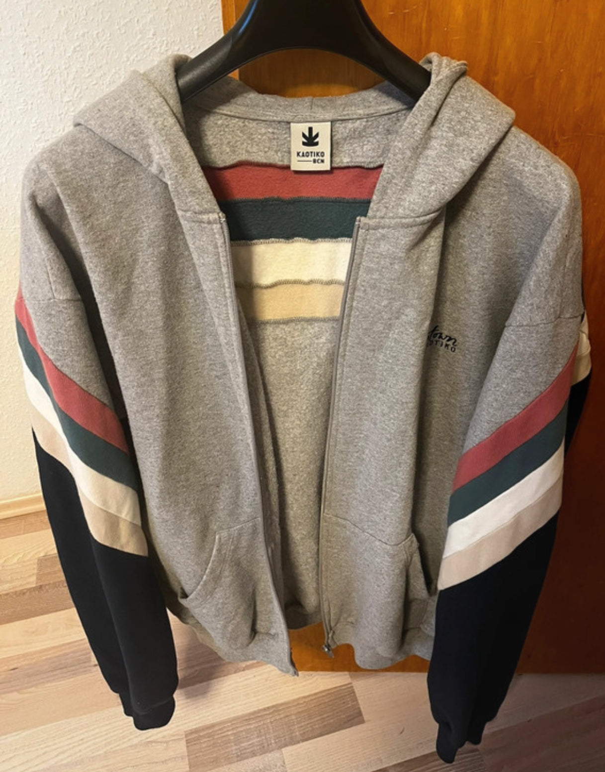 Hooded Jacket von Kaotiko (L Herren) Full Zip Sweatshirt hellgrau bunt