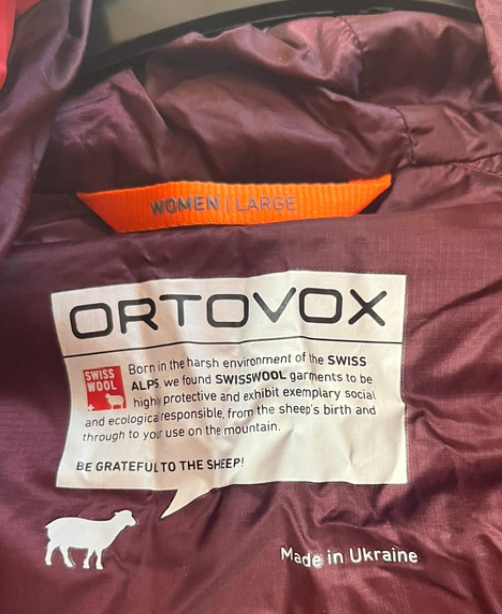 Kapuzen Weste von Ortovox Swisswool (L Damen) korallenrot