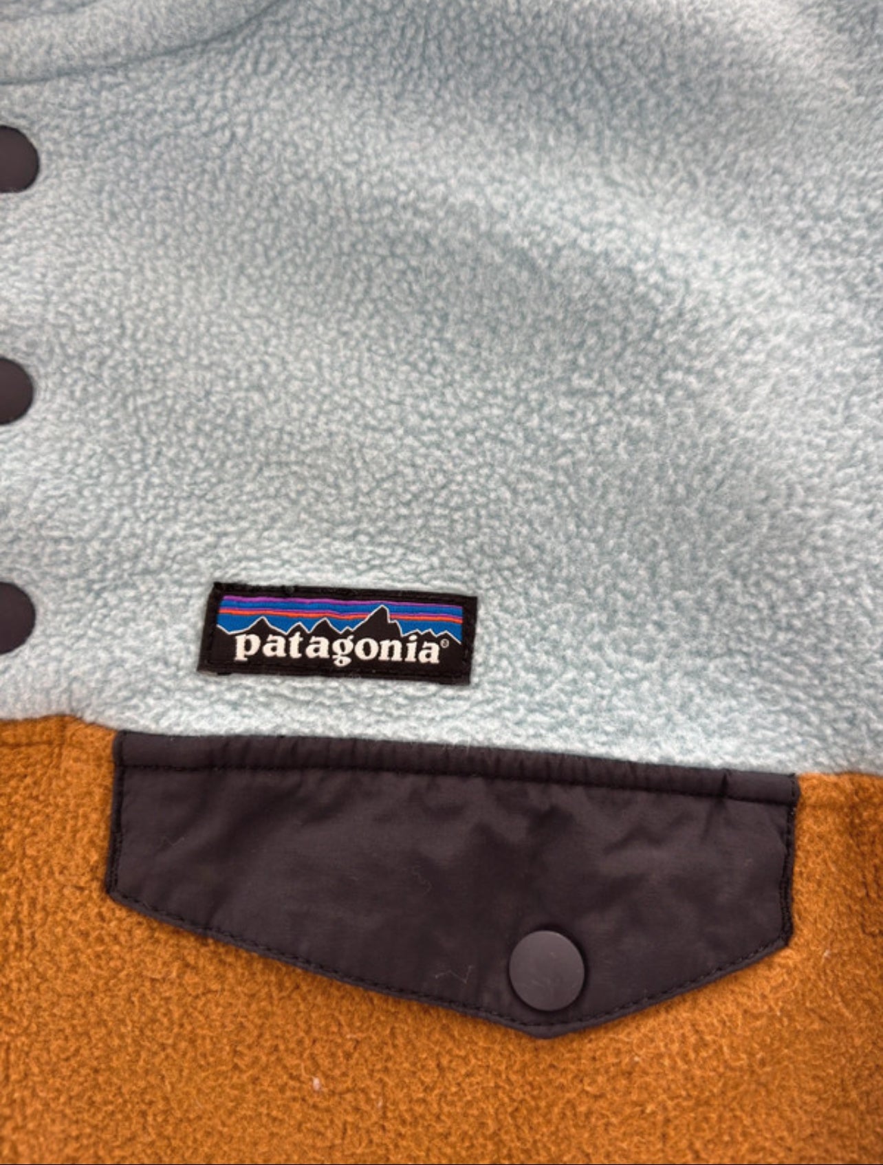 Fleece Pullover von Patagonia Synchilla (XS Damen) hellblau- ocker