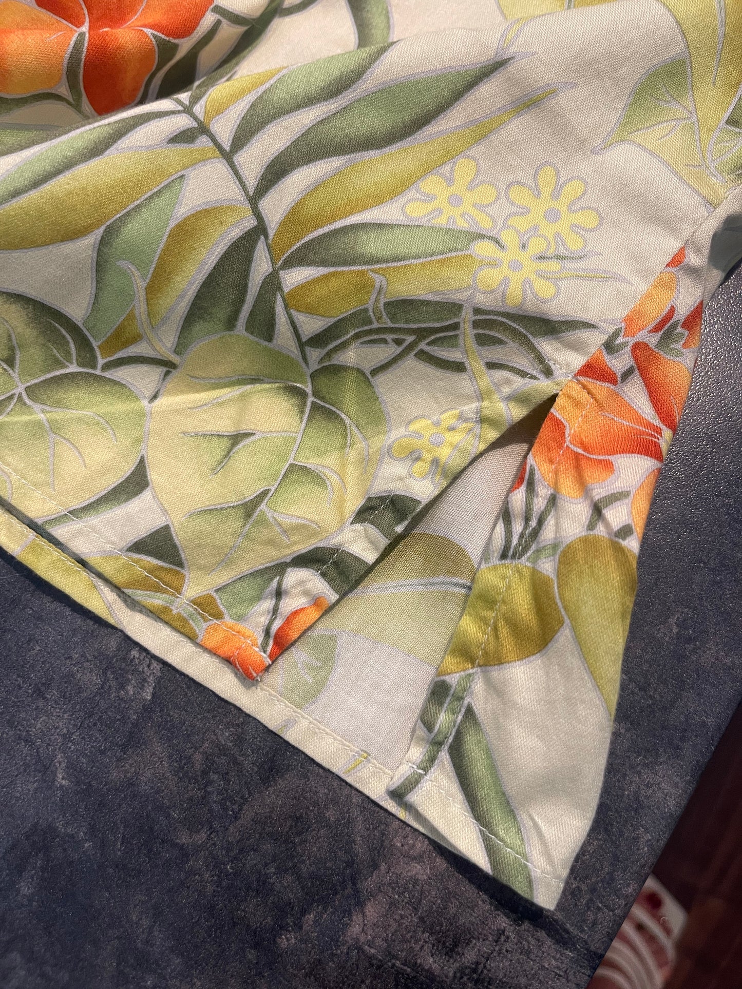 Kurzarm Hemd von Patagonia (L / XL Damen) pure Baumwolle grün-orange Print