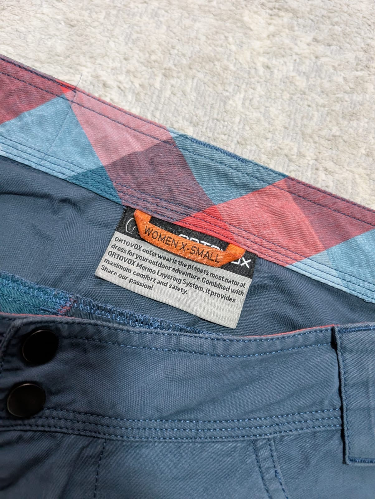 Trekking- Hose von Ortovox mit Merino (XS und L Damen) blau grau