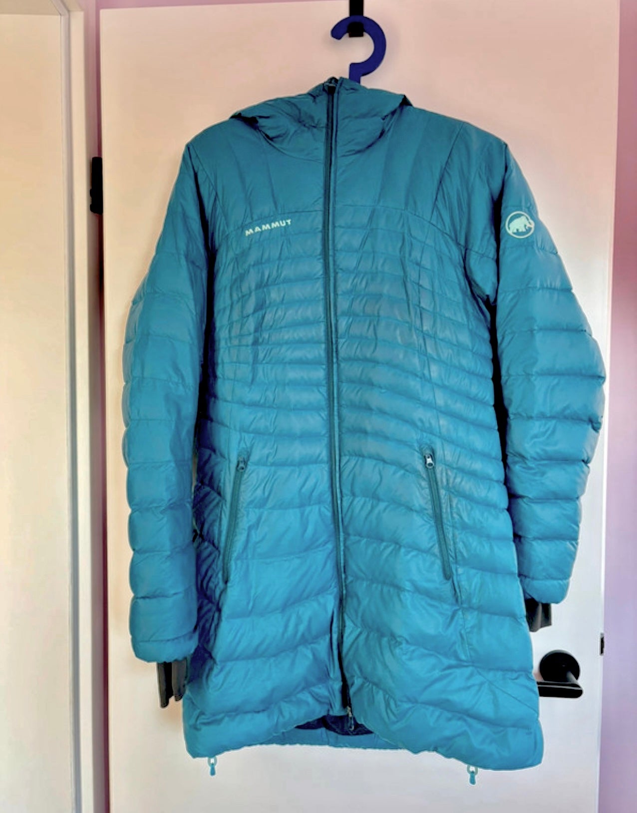 Lange Daunen Jacke von Mammut (S Damen) Parka petrolblau