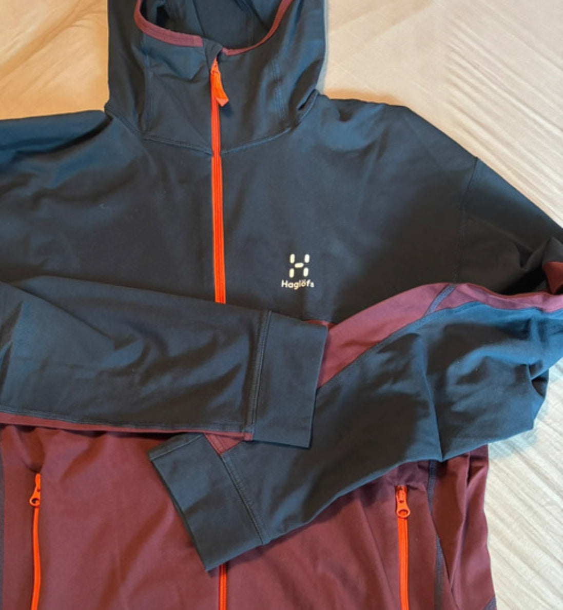Zipper Hoodie von Haglöfs (L Herren) Kapuzen Fleece Jacke blau rot