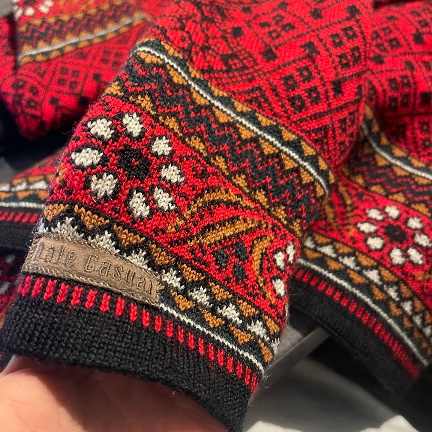 Strick Jacke von Dale of Norway (M Damen) Cardigan rot mit Muster