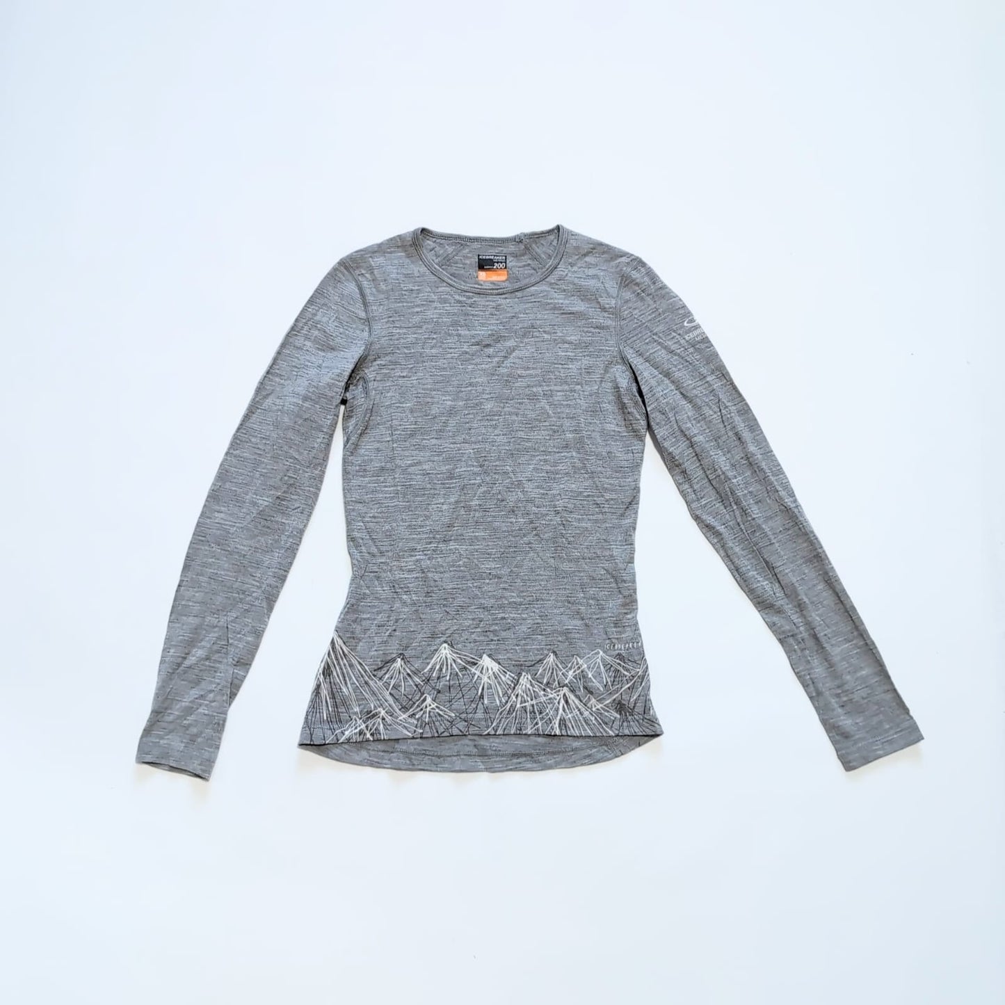 Longsleeve Icebreaker (XS Damen ) Merino 200 Baselayer grau Print