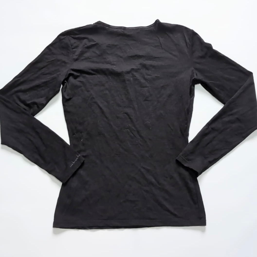 Merino Longsleeve Icebreaker (S Damen) schwarz mit Blumen