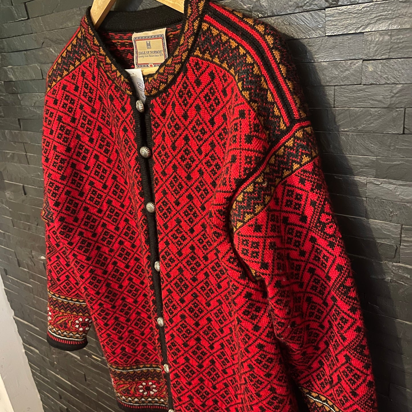Strick Jacke von Dale of Norway (M Damen) Cardigan rot mit Muster