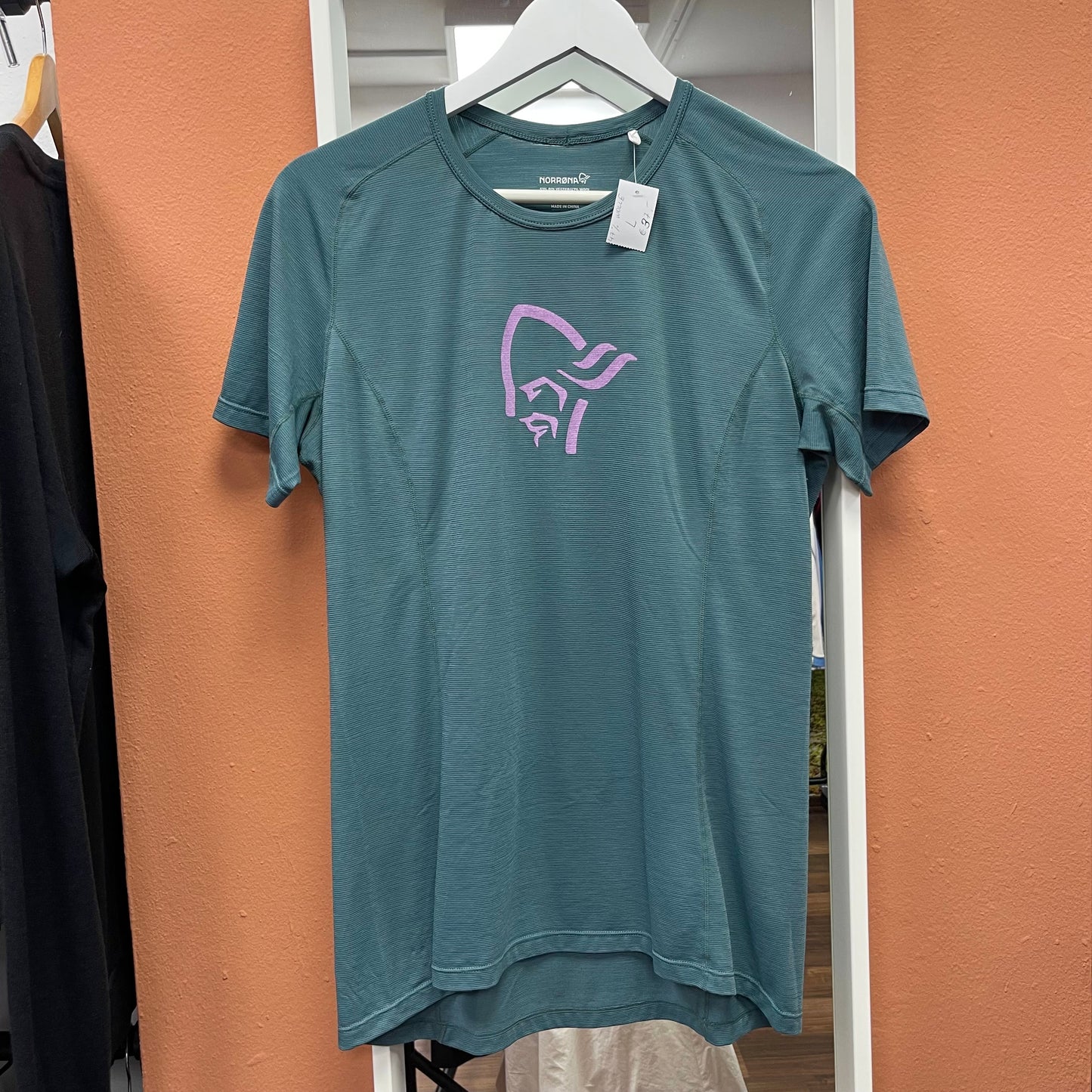 Wolle T-Shirt von Norrona (Damen L) Indigo / Türkis / Lila