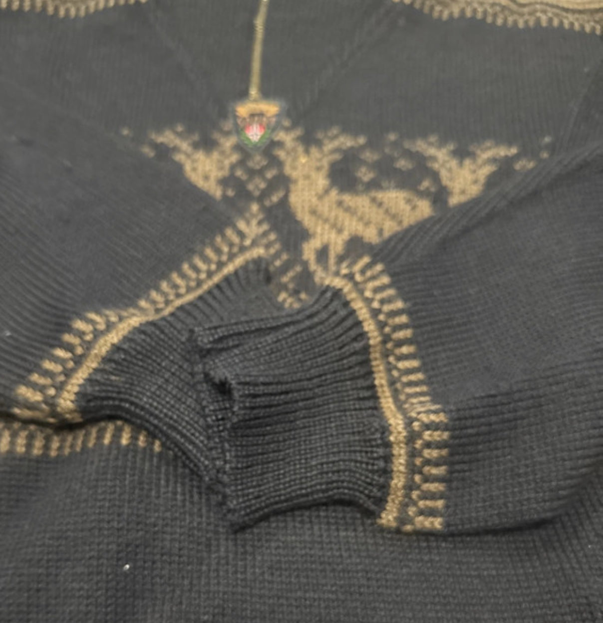 Strick Pullover Dale of Norway (L Herren) Zipper schwarz mit Muster