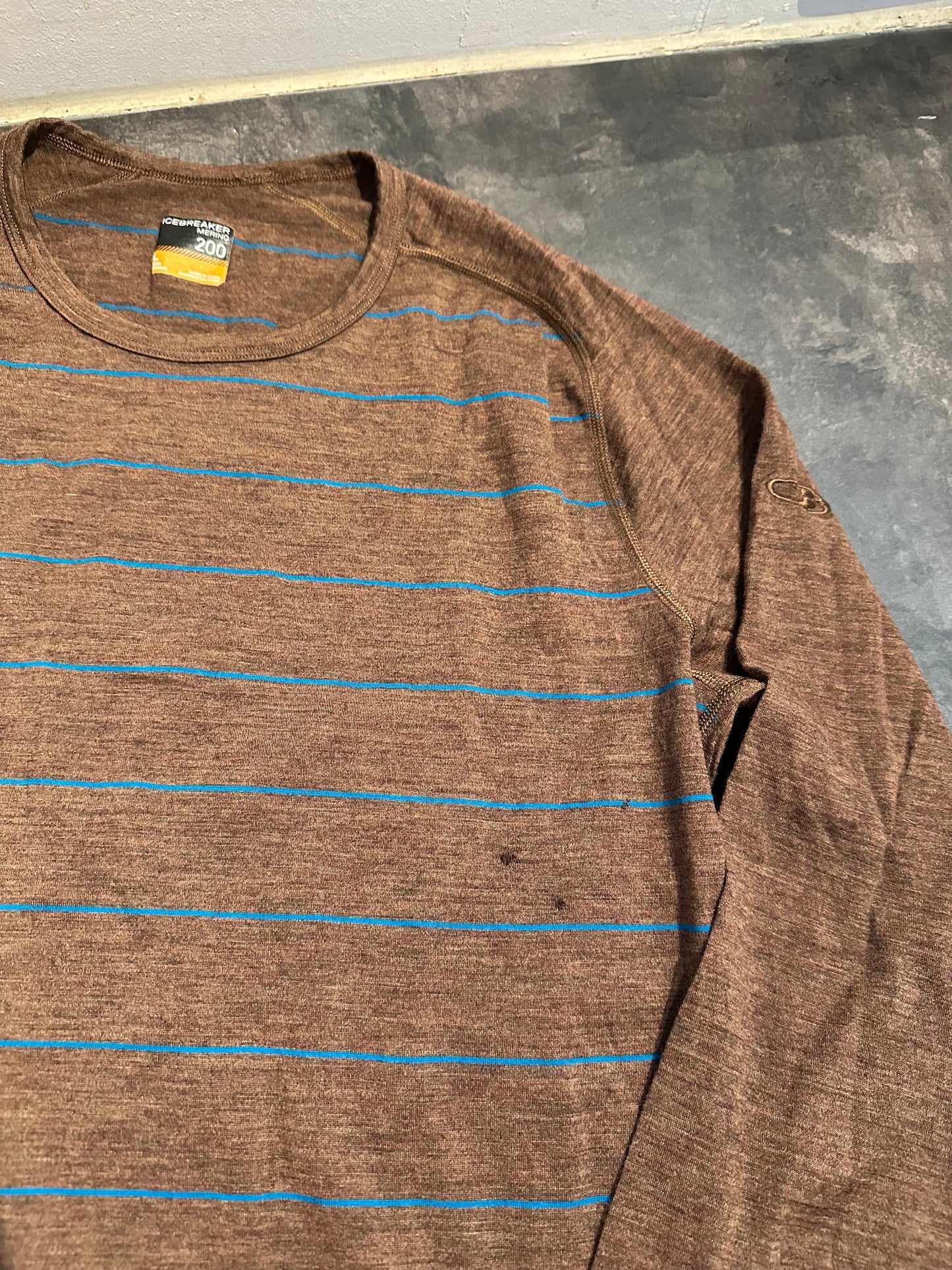 100% Merino Longsleeve Icebreaker 200 (L Herren) braun gestreift