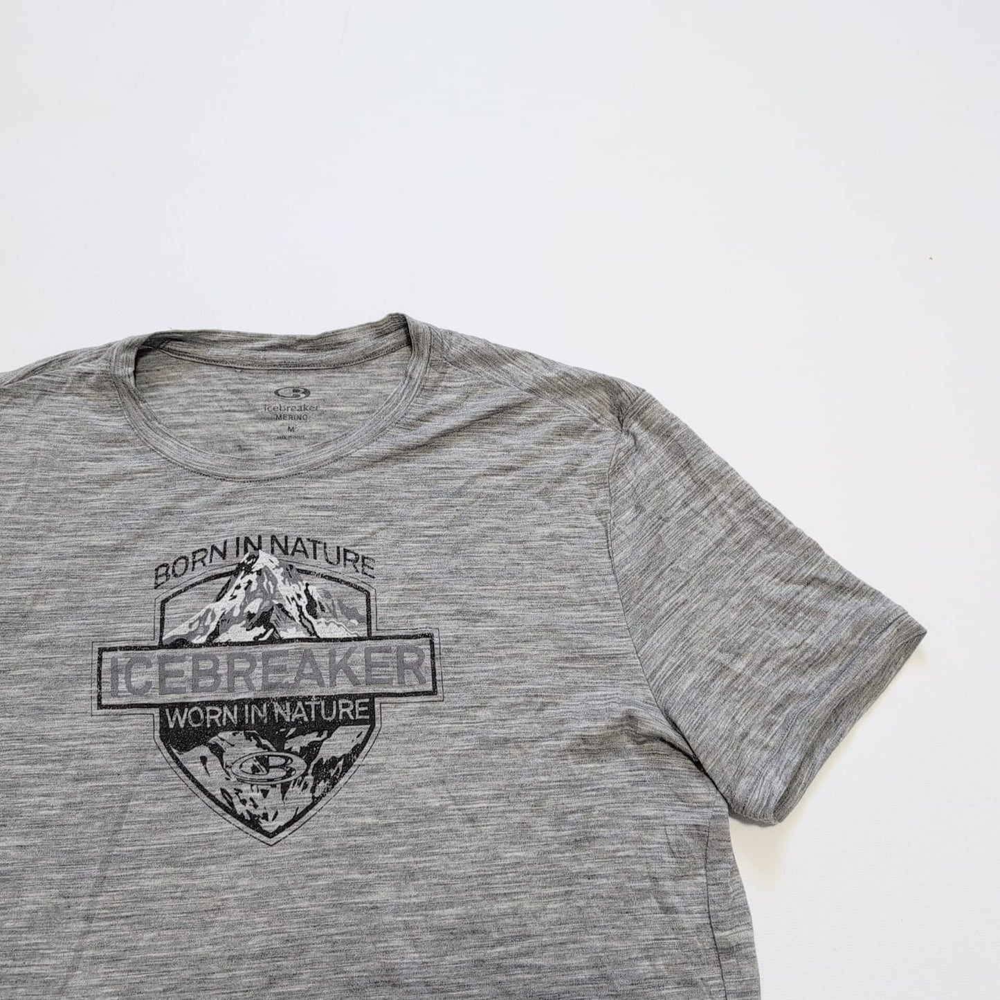 Merino T-Shirt von Icebreaker (M Herren) grau mit Print Berge