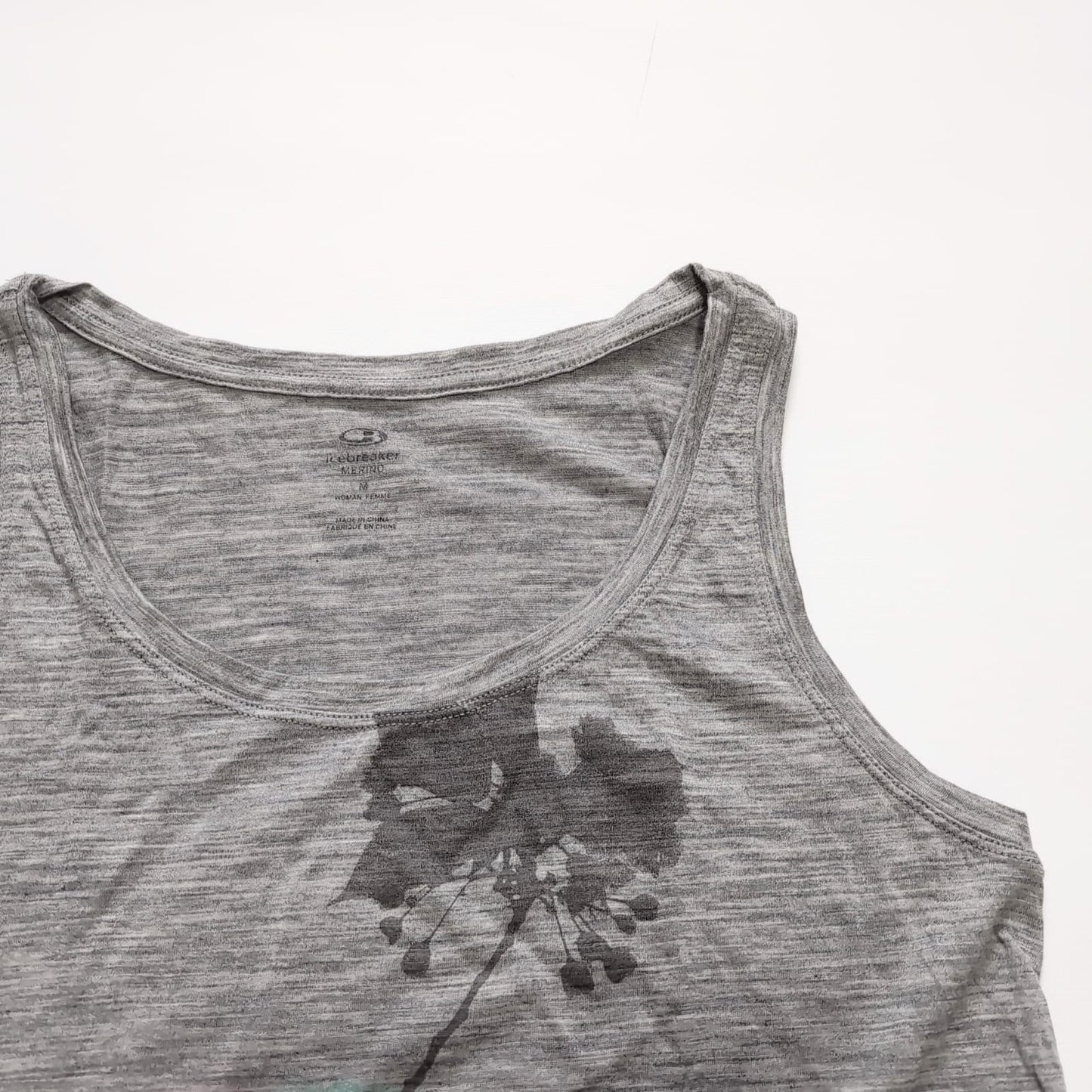 Tank Top von Icebreaker Merino (M) Sport Shirt grau Künstler Print