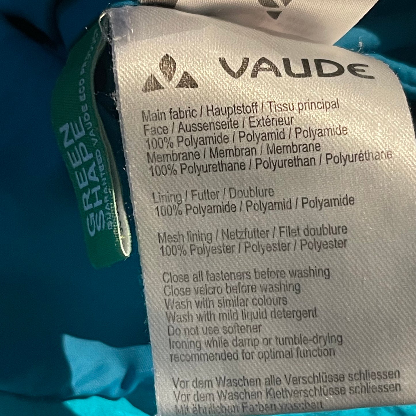 Regen Jacke von Vaude (S :36 Damen) türkis blau