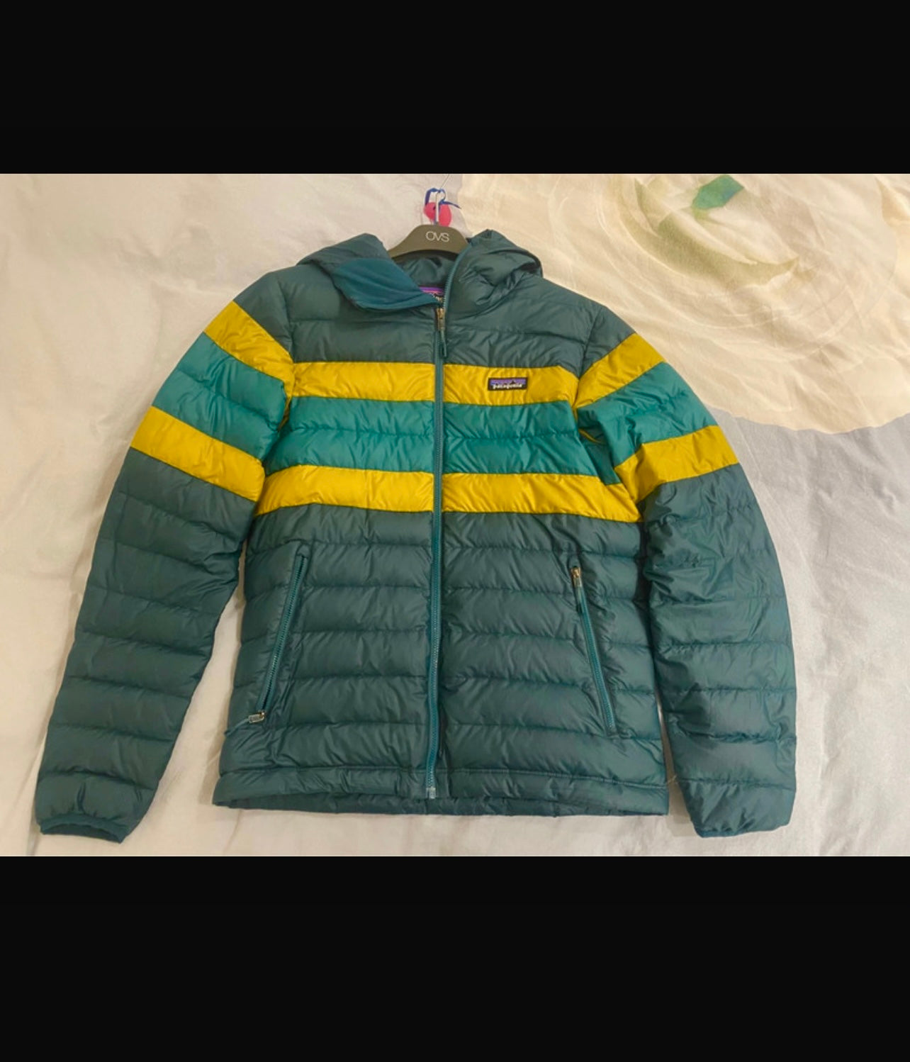 Patagonia Daunen Jacke (Herren S) türkis mit Kapuze