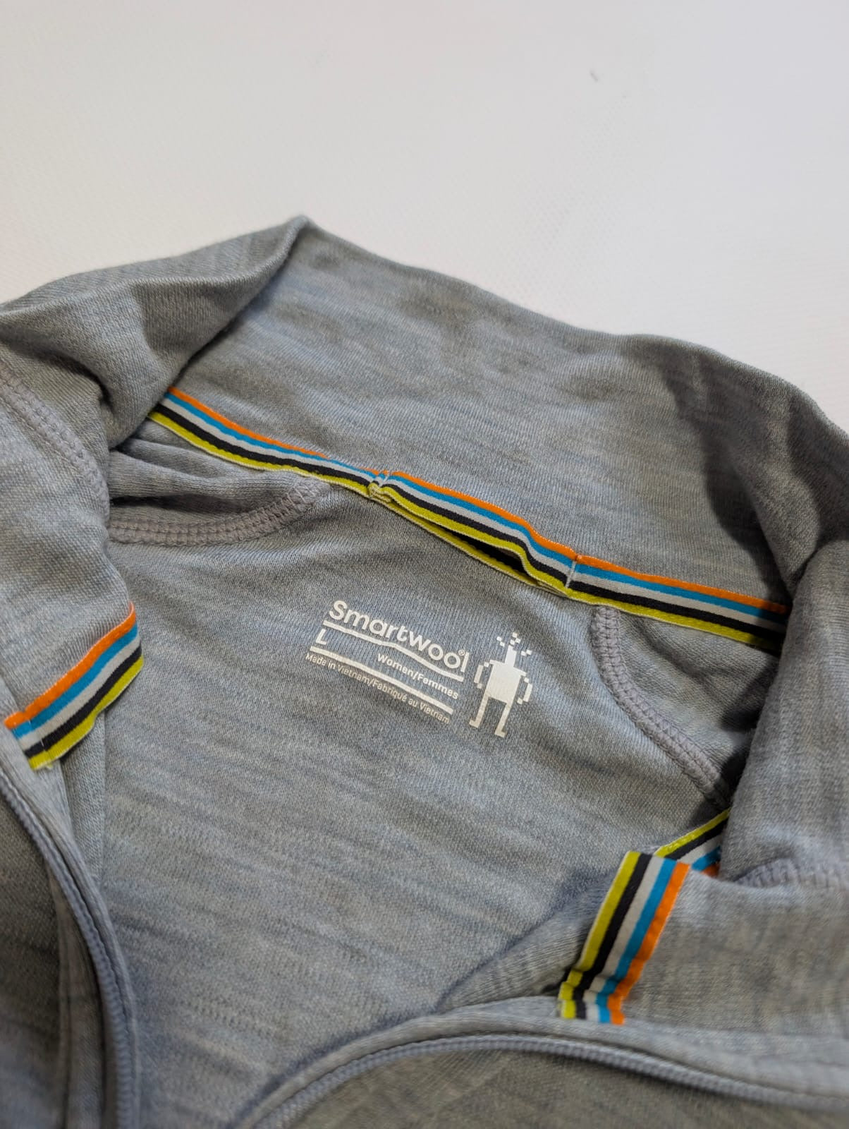 Pure Merino Longsleeve (L Damen) von Smartwool hellgrau Zipper