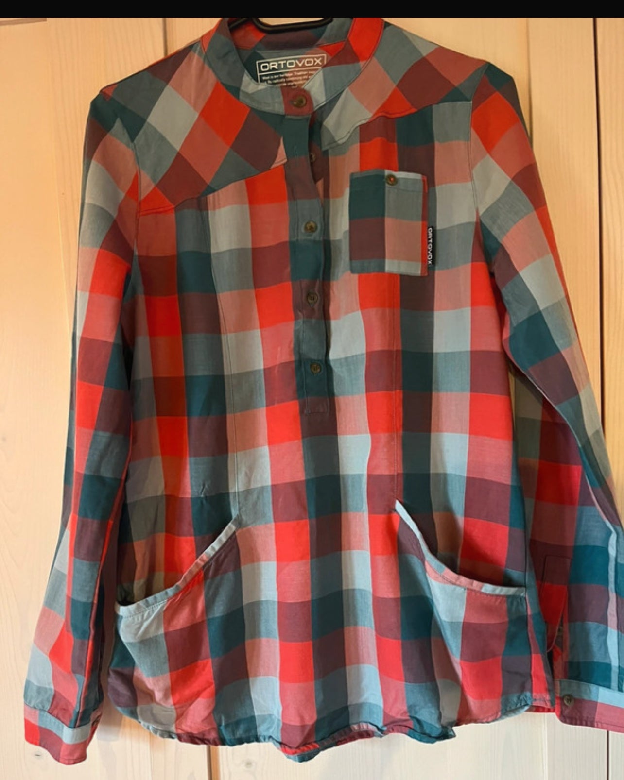 Merino Hemd von Ortovox (M) Wandershirt rot-blau kariert