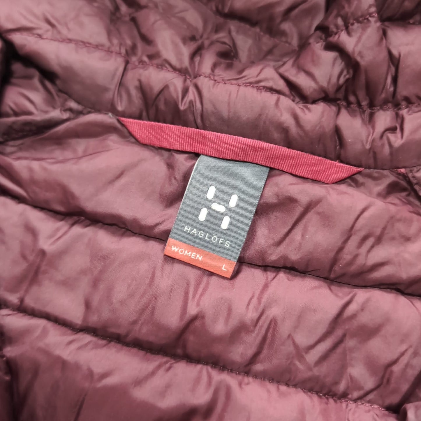 Daunen Jacke von Haglöfs (L Damen) Steppjacke mit Kapuze beerenfarbig