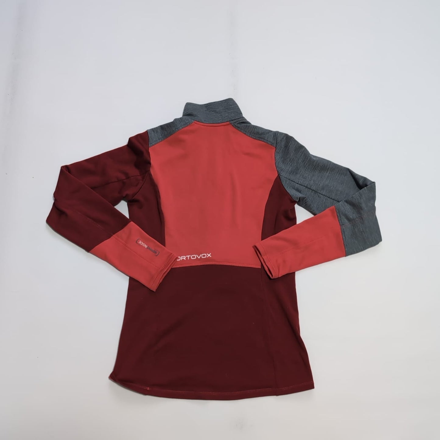 Merino Longsleeve von Ortovox (S) 1/3 Zipper Thermo Funktionsshirt rot grau