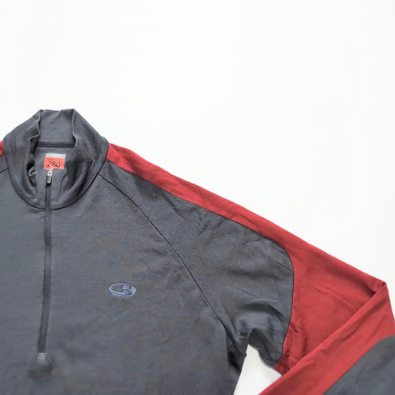 Merino Longsleeve Icebreaker (XL Herren) Neck Zip Shirt 260 grau rot
