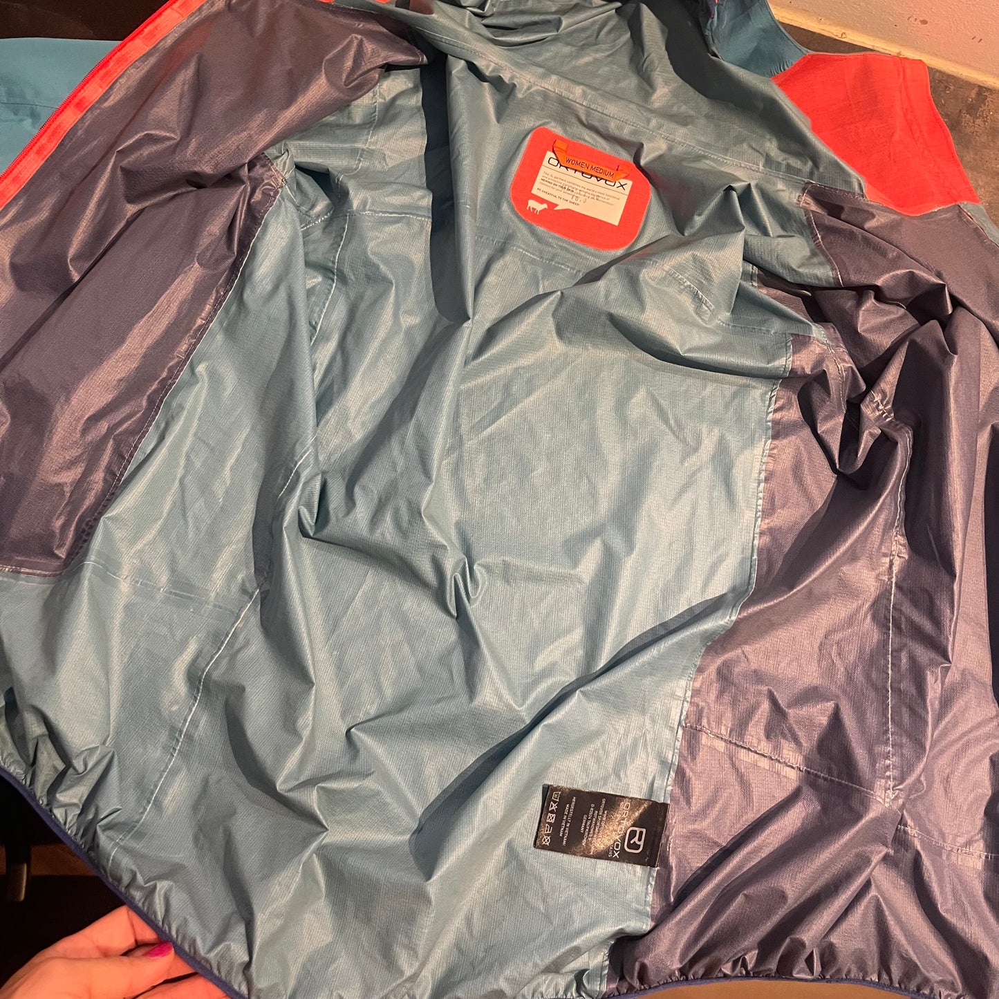 Ultraleichte Regen Jacke Ortovox Merino (M Damen) Hardshell blau