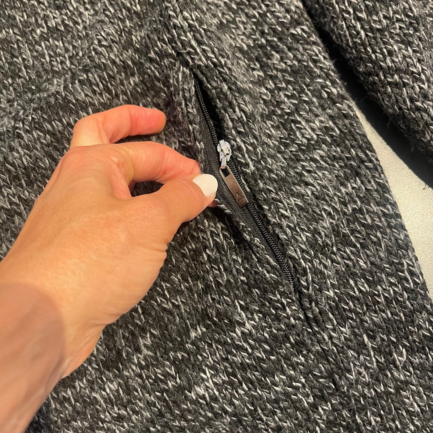 2-lagige Strick Jacke von Schöffel (L ) Windstopper Membrane Wolle grau